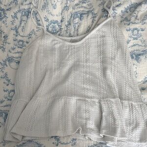 Paper Crane White Textured Ruffle Hem Cami